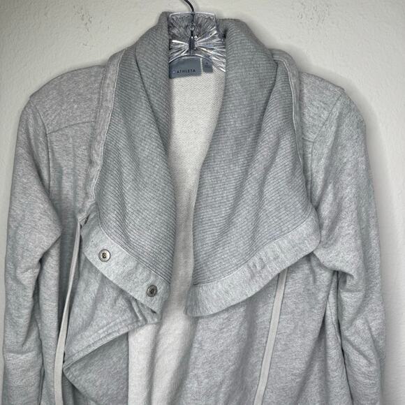 Athleta Gray Wrap Jacket Cardigan Small Waterfall Open Front Cotton‎ Blend - Picture 2 of 7
